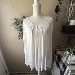 Lane Bryant weißes Langarm geripptes weiches Strickoberteil 26/28 W offene Schlitzärmel - Bild 1 von 6
