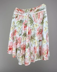 Elevenses Anthropologie Womens Wrap Skirt White Peach Floral Eyelets Lined Sz 8 - Picture 1 of 13
