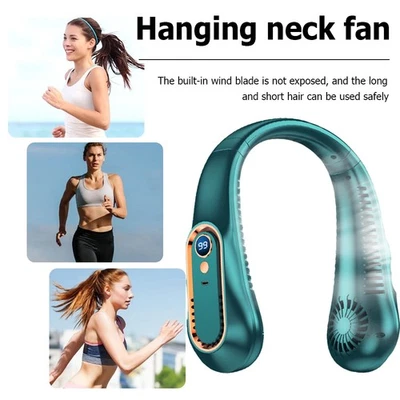 NEW Neck Fan USB Portable Fan Rechargeable Portable Cooler Neckband Bladeless UK - Image 1 of 4
