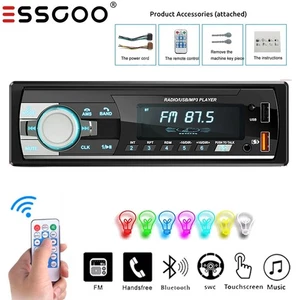 Single Din Car Stereo Radio AUX-IN USB TF MP3 Player Handsfree Calling Bluetooth - Picture 1 of 9