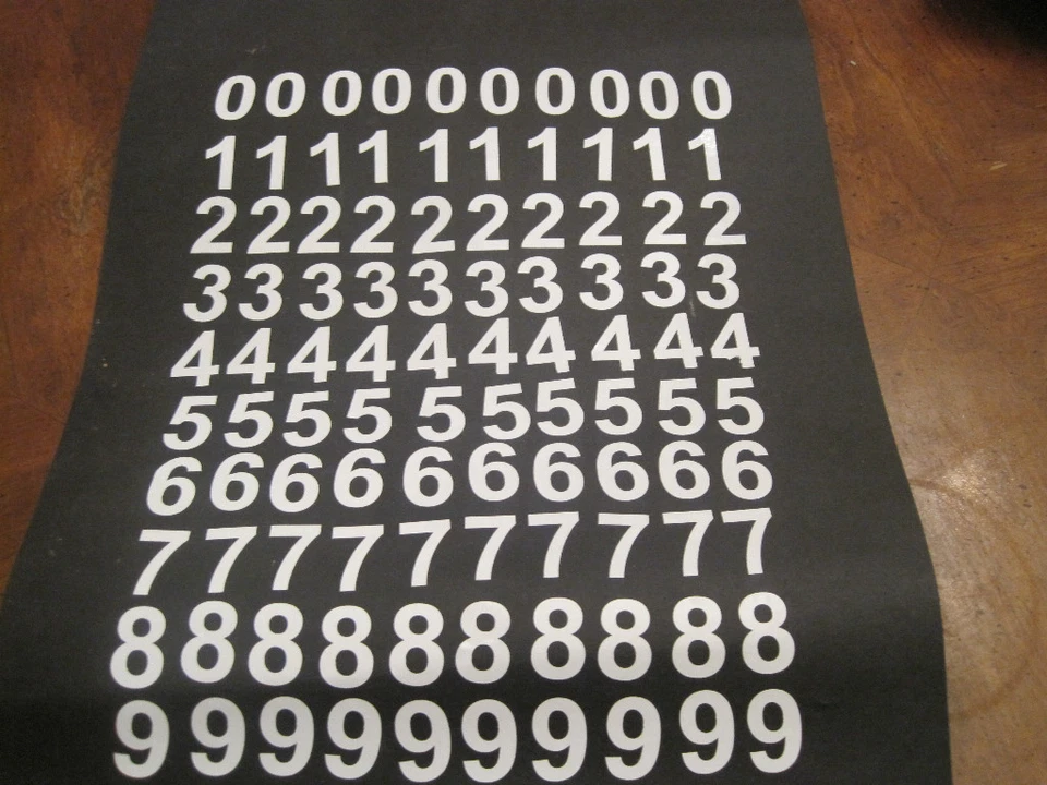 NUMERI VINILE ADESIVI BIANCHI ALTI 1" x 100 menù, artigianato, insegne impermeabili