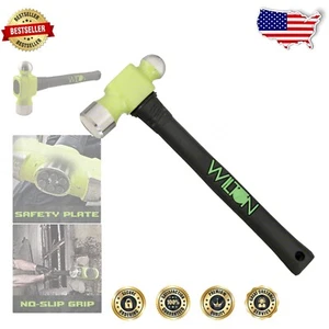 14" Drop-Forged High-Visibility Ball Pein Hammer with Textured Rubber Grip - Picture 1 of 11