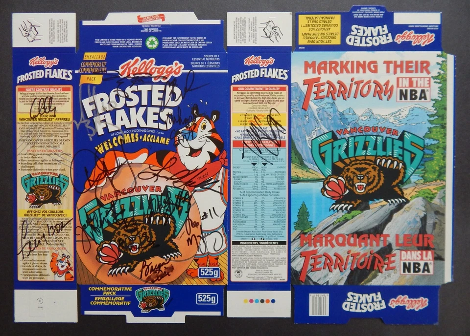 1998 GRIZZLIES FULL NBA ROSTER 18 AUTOGRAPH ON Kelloggs unused box Rahim Bibby + Foto 1 de 4