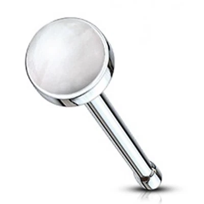 Anillo Hueso Nariz Piedra Opalita Cabeza 3mm Calibre 20 1/4" Acero  Foto 1 de 3