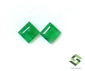 5.50x5.50 mm Certified Natural Emerald Square Cut Pair 1.68 Cts Loose Gemstones - Picture 1 of 8