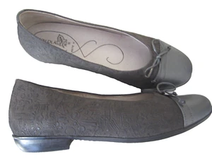 Waldlaufer Pewter Leather Ballet Flats Size 6.5 UK = 8.5 AU - Picture 1 of 13