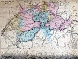 Antique 1869 Map - Switzerland (lot #3) - Picture 1 of 2