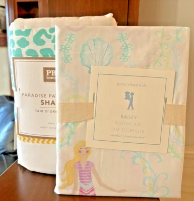 Pottery Barn Princess pillowcase + Beach holiday sham Ariel Disney Pink SET 2 / - Image 1 of 4