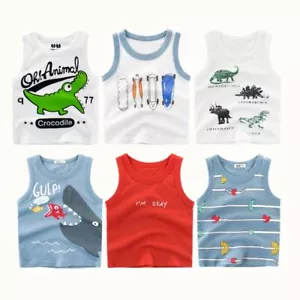 Cotton Dinosaur Vest - Adorable Children Tops Cartoon Camisoles Tanks 1-8 Years - Picture 1 of 18