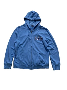 Vintage Gap Hoodie Full Zip Embroidered Logo 00s Size L Blue Made In Cambodia - Picture 1 of 19