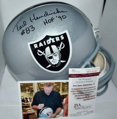 TED HENDRICKS SIGNED FULL SIZE REPLICA VSR4 TB HELMET OAKLAND RAIDERS HOF 90 JSA - Image 1 of 4