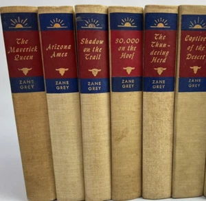 Lot Of 6 Vintage Zane Grey Western Hardcover Books - Collectors Set - Picture 1 of 14