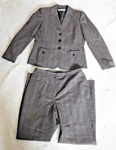 Tahari Arthur S. Levine Pant Suit Size 10 Glen Plaid Check Gray 2 Piece Jacket - Picture 1 of 11