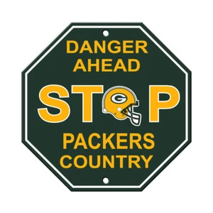 NFL Green Bay Packers Stop Sign Danger Ahead Home Room Bar Decor 12" x 12" - Picture 1 of 1