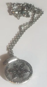 Lucky Brand Silver Tone Necklace Flower Pendant Glass - Picture 1 of 5