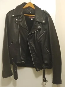 Vintage 80er-BROOKS BLACK BIKER JACKET-Size-42/Airbrush American Eagle/Zip Liner - Bild 1 von 6