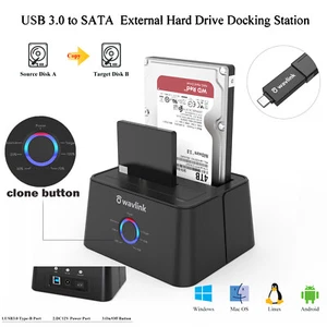 USB 3.0 to SATA Hard Drive Dock Dual Bay &2.5" 3.5"HDD/SDD Docking Station - Picture 1 of 11