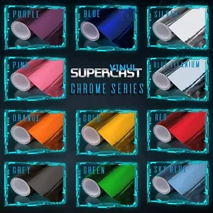 11 Color Supercast Easy Stretch Chrome Glossy Vinyl Wrap Air Free Decal Sticker - Bild 1 von 19
