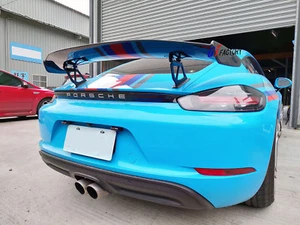 GT4 STYLE CARBON REAR TRUNK WING SPOILER FOR PORSCHE 981 CAYMAN ONLY - Picture 1 of 10