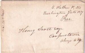 1837 " C Walker PM Burlington Flats NY Free " 1pg letter Charles Walker to bank