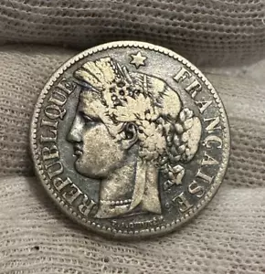 1881 A FRANCE 2 FRANCS SILVER - FREE USA SHIPPING! B3468 - Picture 1 of 2