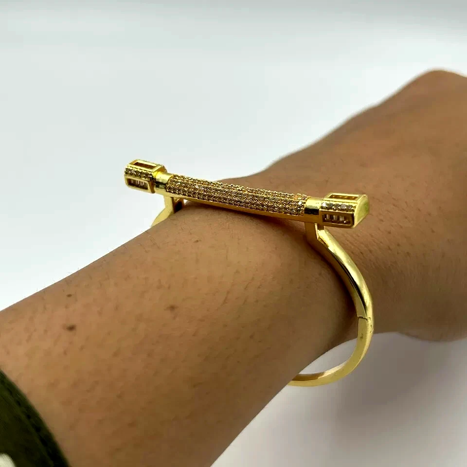 2.00 Ct Lab Created Diamond Women's Bangle Bracelet 14K Yellow Gold Finish - Image 1 of 1