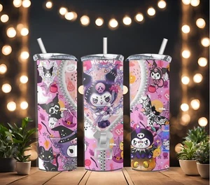 20oz Zipper Kuromi, Sanrio, Hello Kitty, tumbler with straw lid - Picture 1 of 1