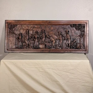 RL antica targa da parete intagliata francese bretone bretone taverna birra pannello artistico - Foto 1 di 9