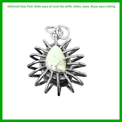 Новогодняя сделка лимон хризопраз камень 18K золото Vermeil клетка свадебный подарок подвеска - Изображение 1 из 4