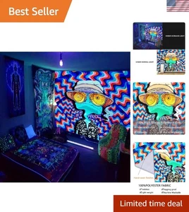 Arazzo vibrante rana Blacklight - arte da parete unica bagliore al buio (50x60) - Foto 1 di 11