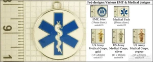 EMT & medical provider decorative fobs, various designs & watch chain options - Picture 1 of 7