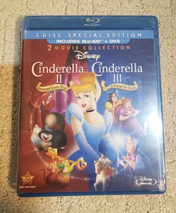 NEW Disney Cinderella II & III 2-Movie Collection Blu-ray + DVD 3 DISCS Sealed - Foto 1 di 2