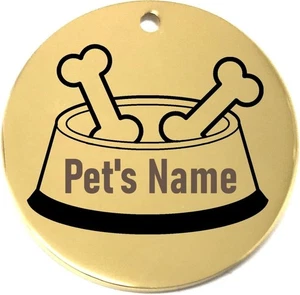 Personalisierter Knochen im Futternapf Hunde-ID-Etiketten - Lasergravur Haustierhalsband Namensschild - Bild 1 von 64
