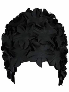 GORRO DE BAÑO DE LÁTEX NEGRO CON PÉTALOS - Imagen 1 de 4