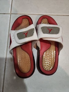 Jordan Hydro 4 Retro White Fire Red Slides Sandals Men’s Size 9 - Picture 1 of 6