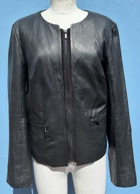 Halogen 100 % Leather Women's Zip Front Black Jacket Size X/Large - Image 1 of 4
