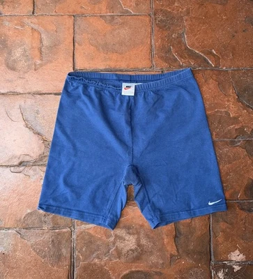 Pantalones Cortos Deportivos Nike Algodón Elastizados De Colección Años 90 Juveniles XL 16-18 Azul Hecho en EE. UU. Foto 1 de 4