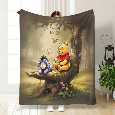 Pooh Bear And Eeyore Winnie The Pooh Spooky Halloween Forest Blanket - Image 1 of 4