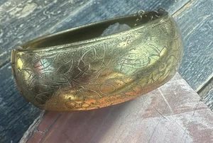 Vintage goldfarbenes MIRIAM HASKELL signiertes florales aufklappbares Armreif Armband - Bild 1 von 7
