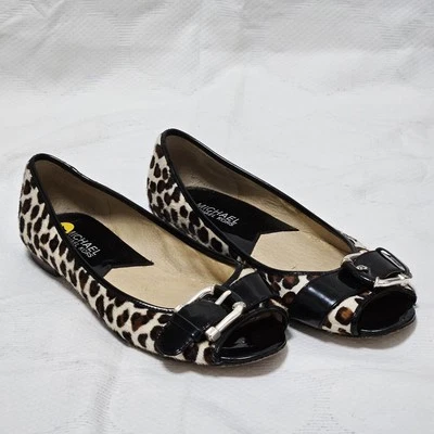 Michael Michael Kors Leopardo Pelo de becerro Planos Mujer’s 7M Negro Cuero Hebilla  Foto 1 de 4