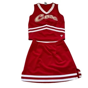 HALLOWEEN CHEERLEADER COX Varsity UNIFORM CHEER DANCE TOP & SKIRT RED WHITE - Picture 1 of 7