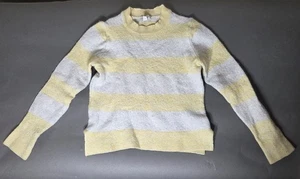 Suéter GAP Niños Amarillo Y Gris Rayas Mezcla Lana de Cordero Cuello Redondo S - Imagen 1 de 3
