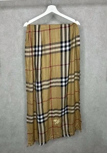 Vintage Burberry Lodnon Classic Nova Beige Check Cotton Scarf Shawl - Picture 1 of 6