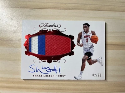 2018 Panini Flawless collegiate Shake Milton Patch Auto /20 RC On Card - Image 1 of 2
