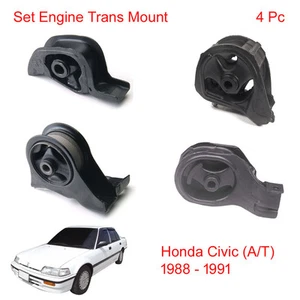 Set Engine Mounting Trans Mount 4 Pc For Honda Civic (A/T) 1988 - 1991 - Imagen 1 de 7