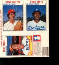 1979 Hostess 3 Card "L" Panel #24 Steve Carlton, Reggie Smith, Enos Cabell,
