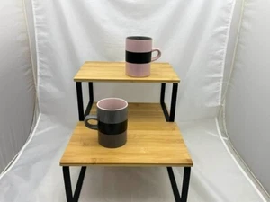 CCB lot de deux Mugs message céramique gris/rose 10,5 x 7,5 cm env - Foto 1 di 13