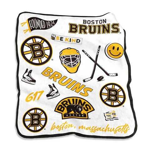 Boston Bruins 50'' x 60'' Native Raschel Plush Throw Blanket Cover