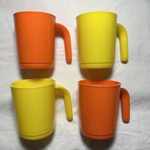Tupperware Mugs - NEW! - Set of 4 Orange & Yellow - New Stock! 11 oz Kid Sized - Picture 1 of 5