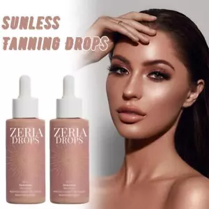 2X Zeria Drops Sunless Tanning Drops Natural Self Tanning Drops Sun-Kissed Glow- - Picture 1 of 11